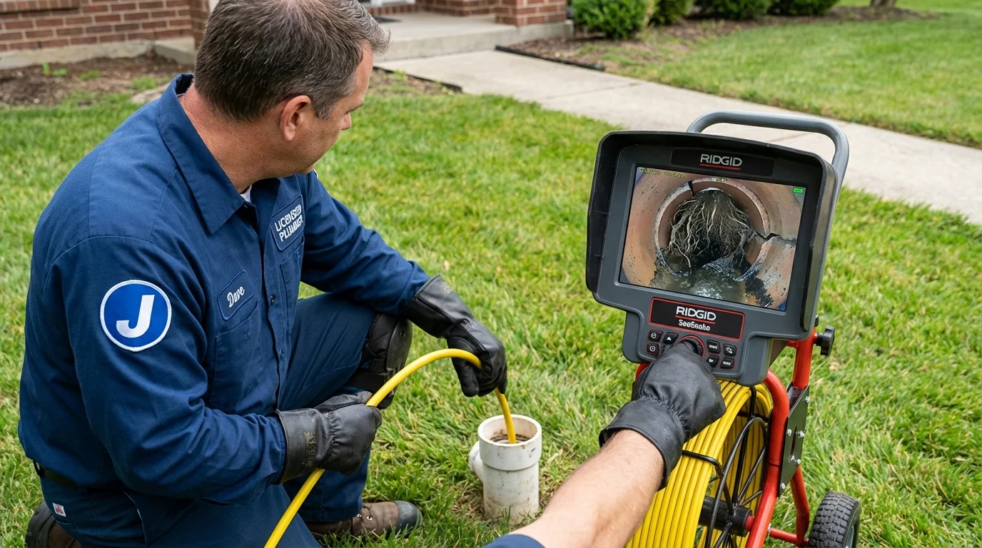 Sewer camera inspection being performed by Johns Plumbing LLC in Convoy